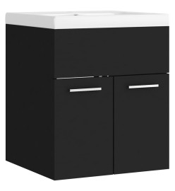 Armoire d'évier avec lavabo intégré Noir Aggloméré