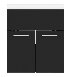 Armoire d'évier avec lavabo intégré Noir Aggloméré