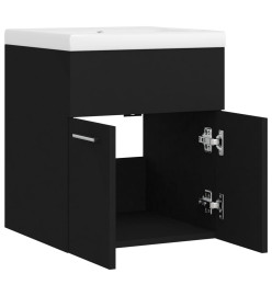 Armoire d'évier avec lavabo intégré Noir Aggloméré