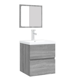 Armoire lavabo de salle de bain et bassin et miroir Gris sonoma