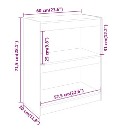 Bibliothèque/Cloison Noir 60x30x71,5 cm Bois solide de pin