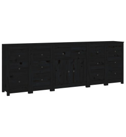 Buffet Noir 230x35x80 cm Bois massif de pin