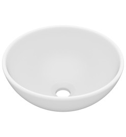 Lavabo rond de salle de bain Blanc mat 32,5x14 cm Céramique