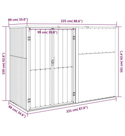 Abri à outils de jardin Vert 225x89x161 cm Acier galvanisé