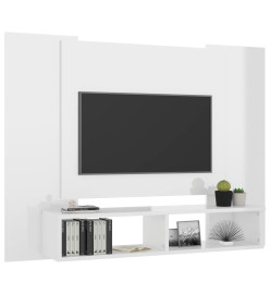 Meuble TV mural Blanc brillant 120x23,5x90 cm Aggloméré