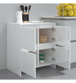 Buffets 2 pcs Blanc brillant 70x41x75 cm Aggloméré