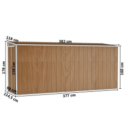 Abri de jardin mural Marron 118x382x178 cm Acier galvanisé