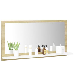 Miroir de bain Blanc et chêne sonoma 80x10,5x37 cm Aggloméré