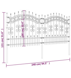 Clôture de jardin avec sommet de lance Noir 140 cm