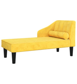 Chaise longue avec traversin jaune velours