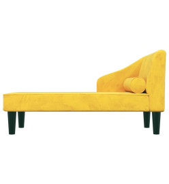 Chaise longue avec traversin jaune velours