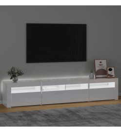 Meuble TV avec lumières LED Blanc brillant 210x35x40 cm