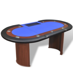 Table de poker pour 10 joueurs avec espace de croupier Bleu