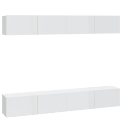 Meubles TV muraux 4 pcs Blanc brillant 100x30x30 cm