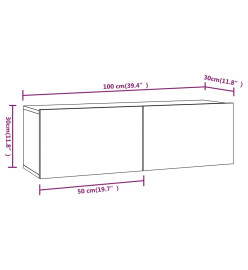 Meubles TV muraux 4 pcs Blanc brillant 100x30x30 cm