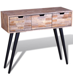 Table console avec 3 tiroirs Bois de teck recyclé