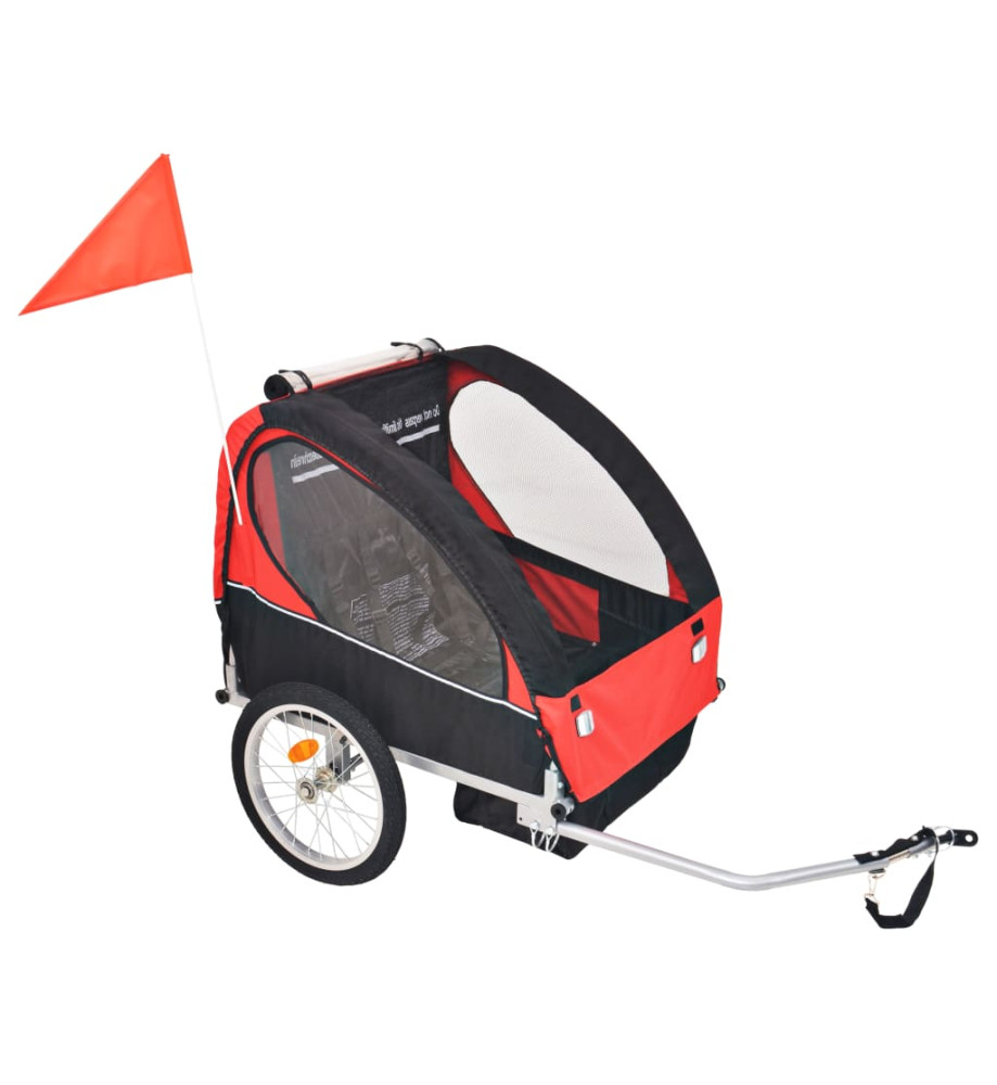 Remorque de vélo pour enfants rouge et noire 30 kg