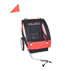 Remorque de vélo pour enfants rouge et noire 30 kg