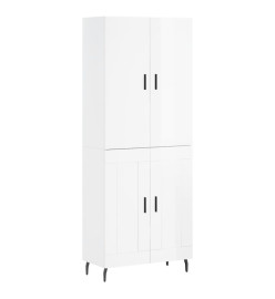 Buffet haut Blanc brillant 69,5x34x180 cm Bois d'ingénierie