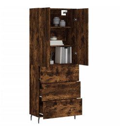 Buffet haut Chêne fumé 69,5x34x180 cm Bois d'ingénierie