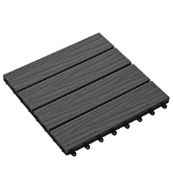 Carreau de terrasse en relief 11 pcs WPC 30x30 cm 1 m² Noir