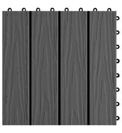 Carreau de terrasse en relief 11 pcs WPC 30x30 cm 1 m² Noir