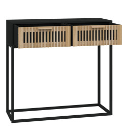 Table console noir 80x30x75 cm bois d'ingénierie et fer