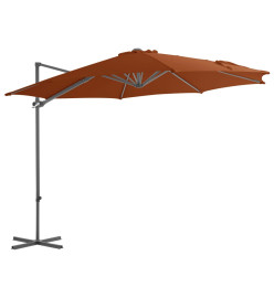 Parasol déporté avec mât en acier Terre cuite 300 cm