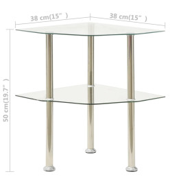 Table d'appoint 2 niveaux Transparent 38x38x50 cm Verre trempé