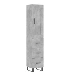 Buffet haut Gris béton 34,5x34x180 cm Bois d'ingénierie