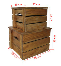 Jeu de caisse de rangement 2 pcs Bois de récupération massif