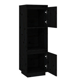 Buffet Noir 38x35x117 cm Bois massif de pin