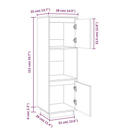 Buffet Noir 38x35x117 cm Bois massif de pin