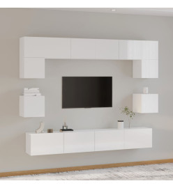 Ensemble de meubles TV 8 pcs Blanc brillant Bois d'ingénierie