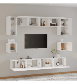 Ensemble de meubles TV 8 pcs Blanc brillant Bois d'ingénierie