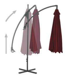 Parasol déporté avec mât en acier 250x250 cm Rouge bordeaux