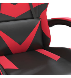 Chaise de jeu pivotante et repose-pied Noir et rouge Similicuir