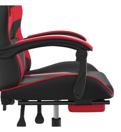 Chaise de jeu pivotante et repose-pied Noir et rouge Similicuir