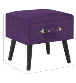 Table de chevet Violet foncé 40x35x40 cm Velours