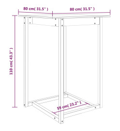 Table de bar Blanc 80x80x110 cm Bois massif de pin