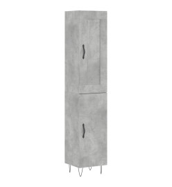 Buffet haut Gris béton 34,5x34x180 cm Bois d'ingénierie