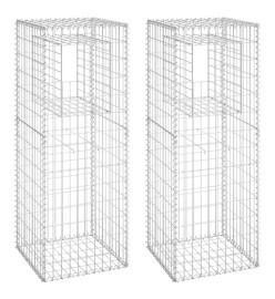 Poteaux à panier de gabion 2 pcs 50x50x140 cm Fer