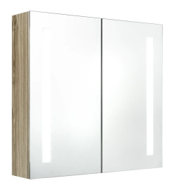 Armoire de salle de bain à miroir LED Chêne 62x14x60 cm