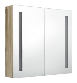 Armoire de salle de bain à miroir LED Chêne 62x14x60 cm