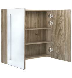 Armoire de salle de bain à miroir LED Chêne 62x14x60 cm