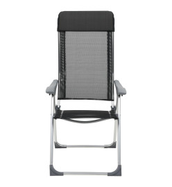 Chaises pliables de camping 4 pcs Noir Aluminium