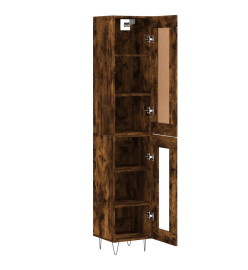 Buffet haut Chêne fumé 34,5x34x180 cm Bois d'ingénierie