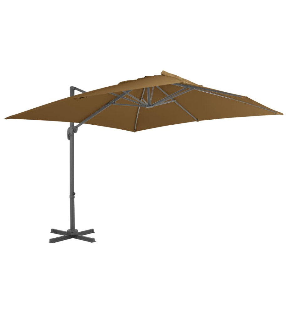 Parasol en porte-à-faux avec mât en aluminium 300x300 cm Taupe