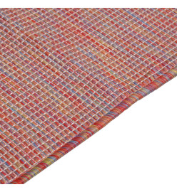 Tapis à tissage plat d'extérieur 160x230 cm Rouge