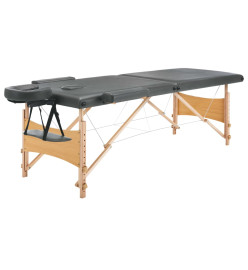 Table de massage avec 2 zones Cadre en bois Anthracite 186x68cm